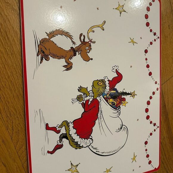 NEW RARE Pottery Barn Kids Set of 4 Dr. Seuss Grinch Hardmats READ - Picture 5 of 7